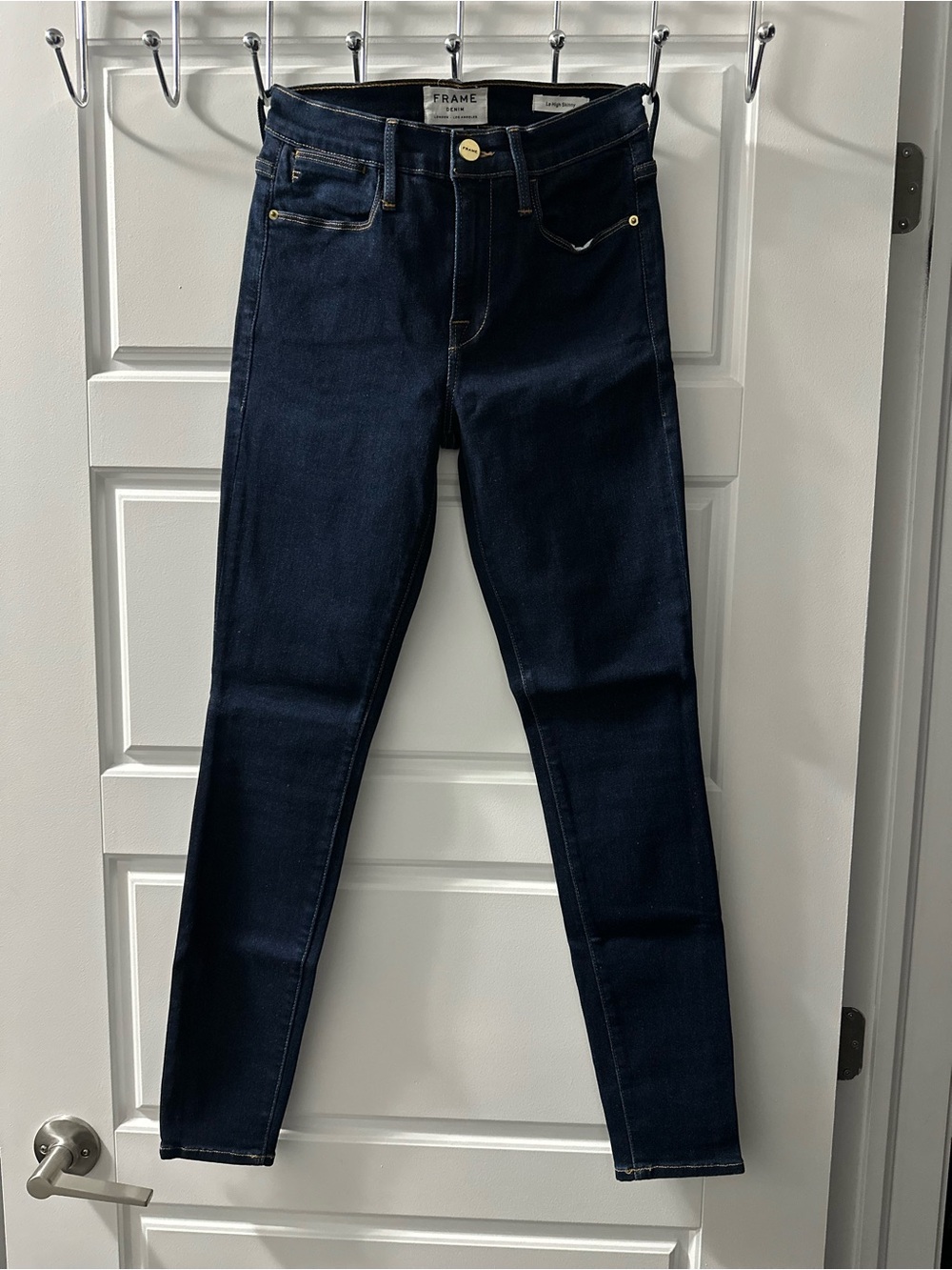 Frame Denim Skinny Jeans in Deep Indigo Blue
